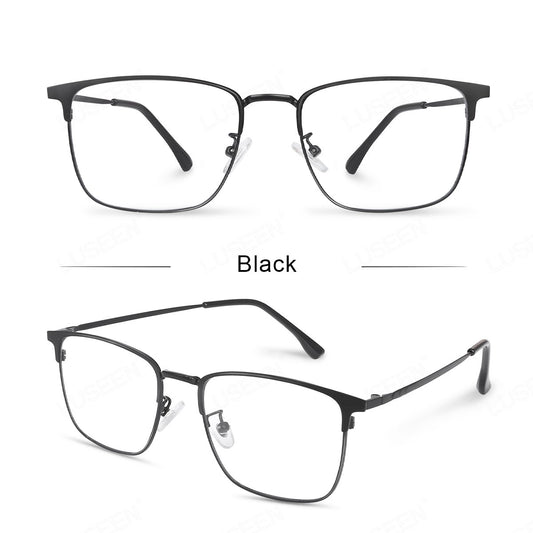 LUSEEN AG2248 Photochromic Anti-Radiation Eyeglasses Unisex Replaceable Lens Rectangle Semi Rimless Frame