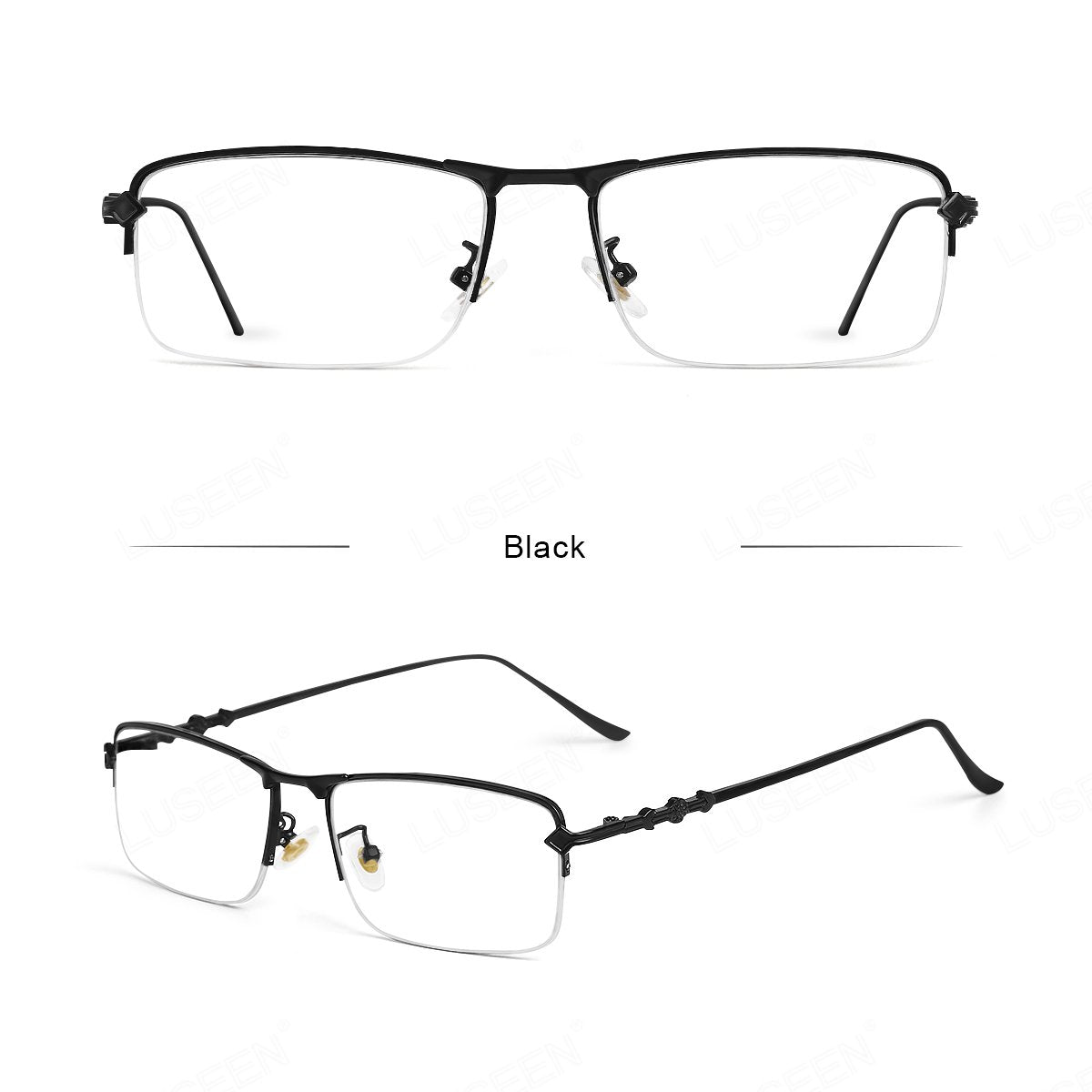 LUSEEN AG2247 Photochromic Anti-Radiation Eyeglasses Unisex Replaceable Lens Fashion Semi Rimless Rectangle Frame