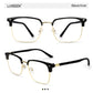 LUSEEN AG2262 Photochromic Eyeglass Shades for Men Women Anti Radiation Sunglasses Vintage Fashion Student Round Face Unisex Summer Outfit Resin Eyewear Browline Eyeglasses