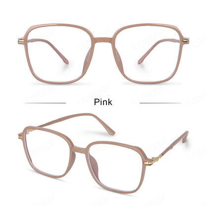 LUSEEN Anti Radiation Photochromic Eyeglass Unisex Eyeglass Summer Sunglasses For Men Women Shades Trending Fashion Eyewear Cute Round Face AG2246