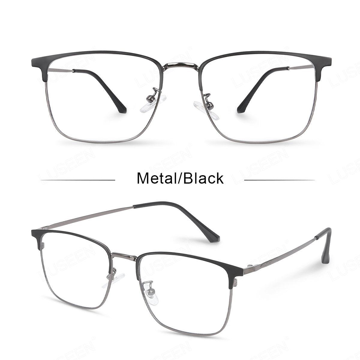 LUSEEN AG2248 Photochromic Anti-Radiation Eyeglasses Unisex Replaceable Lens Rectangle Semi Rimless Frame