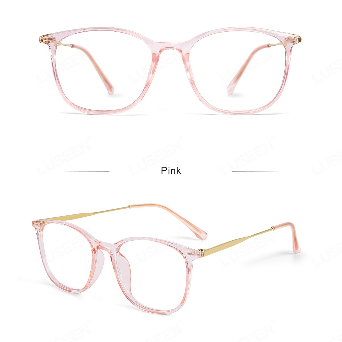 LUSEEN AG2258 Photochromic Anti-Radiation Eyeglasses Frame Color Change Unisex Full Rim PC+Alloy Round Eyewear