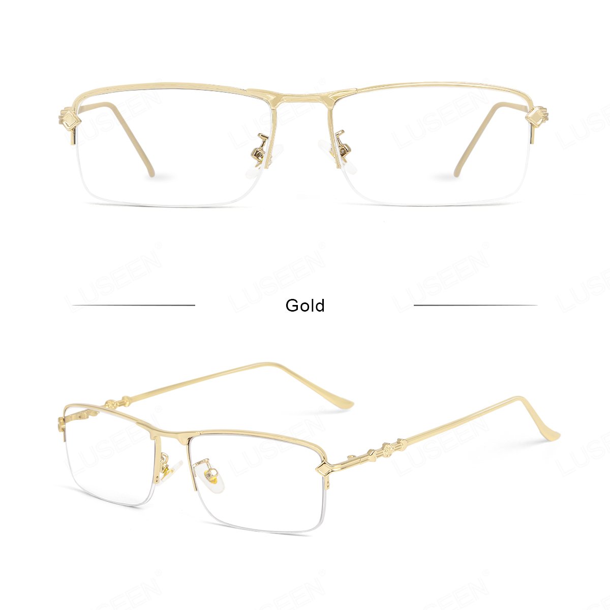 LUSEEN AG2247 Photochromic Anti-Radiation Eyeglasses Unisex Replaceable Lens Fashion Semi Rimless Rectangle Frame