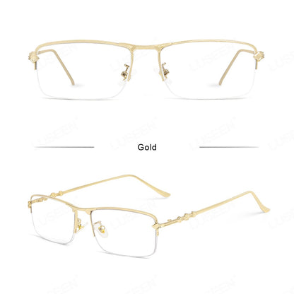 LUSEEN AG2247 Photochromic Anti-Radiation Eyeglasses Unisex Replaceable Lens Fashion Semi Rimless Rectangle Frame
