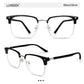 LUSEEN AG2262 Photochromic Eyeglass Shades for Men Women Anti Radiation Sunglasses Vintage Fashion Student Round Face Unisex Summer Outfit Resin Eyewear Browline Eyeglasses