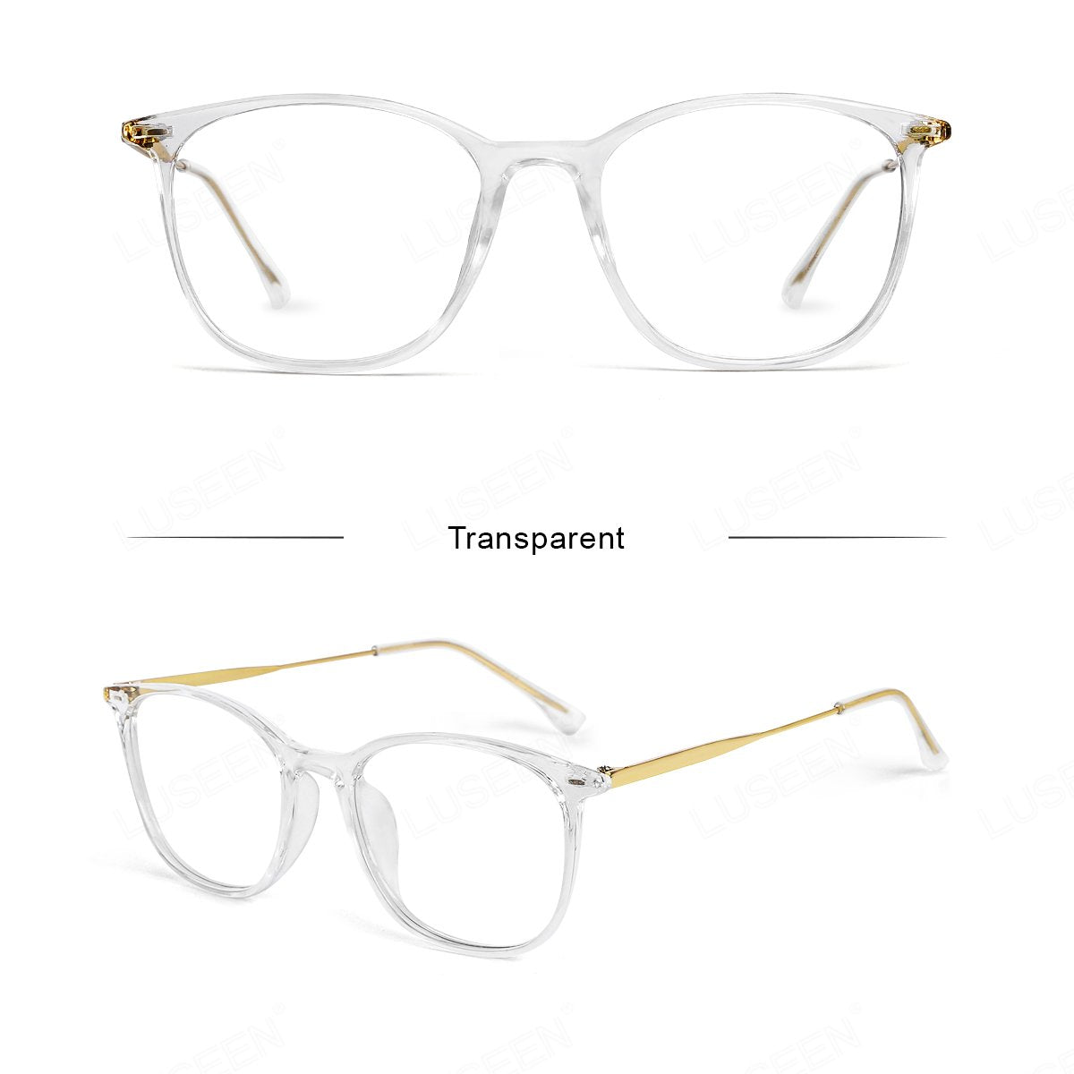 LUSEEN AG2258 Photochromic Anti-Radiation Eyeglasses Frame Color Change Unisex Full Rim PC+Alloy Round Eyewear