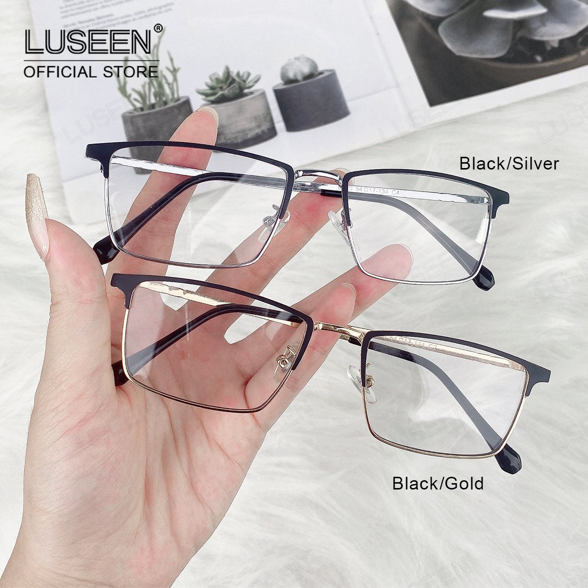 LUSEEN Anti Radiation Photochromic Eyeglass Sunglasses AG2251 Shades for Men Women Vintage Fashion Student Round Face Unisex Summer Outfit Resin Eyewear