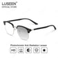 LUSEEN AG2242 Anti-Radiation Photochromic Eyeglass Browline Unisex PC Alloy Semi Rimless Square Eyewear