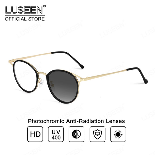 LUSEEN AG2269 Photochromic Anti Radiation Eyeglass for Men Women Anti Blue Light Replaceable Type Fashion Glasses