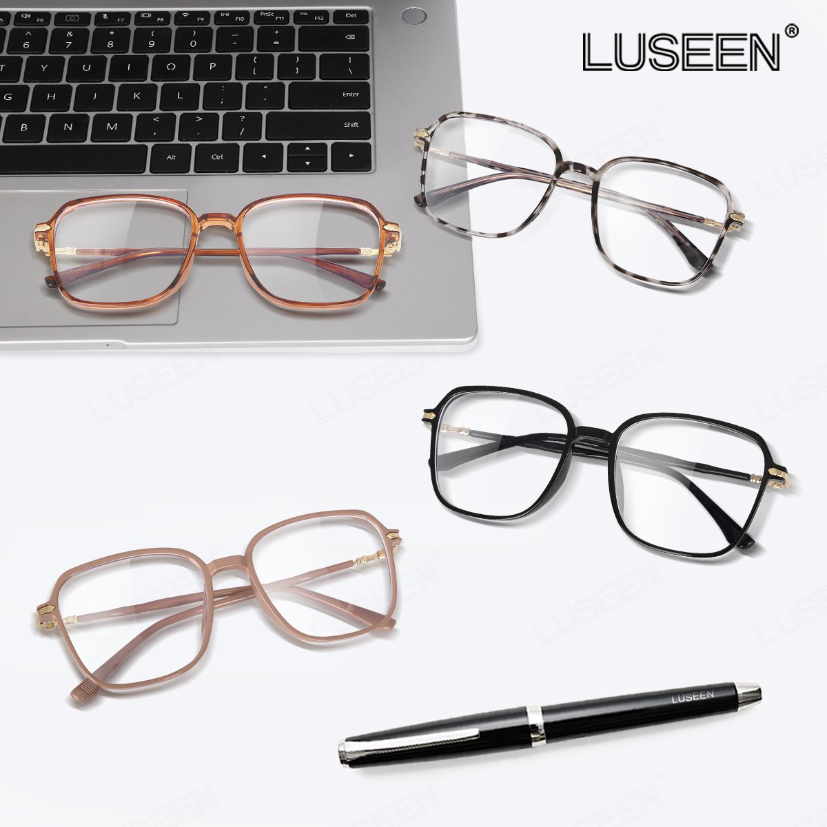 LUSEEN Anti Radiation Photochromic Eyeglass Unisex Eyeglass Summer Sunglasses For Men Women Shades Trending Fashion Eyewear Cute Round Face AG2246
