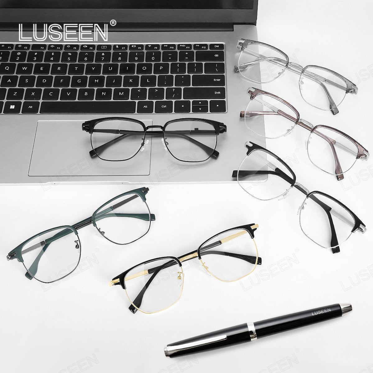 LUSEEN AG2270 Photocromic Anti Radiation Eyeglass Unisex for Women Men Fashion Student Neutral Browline Glasses AG2270