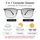 LUSEEN AG2248 Photochromic Anti-Radiation Eyeglasses Unisex Replaceable Lens Rectangle Semi Rimless Frame