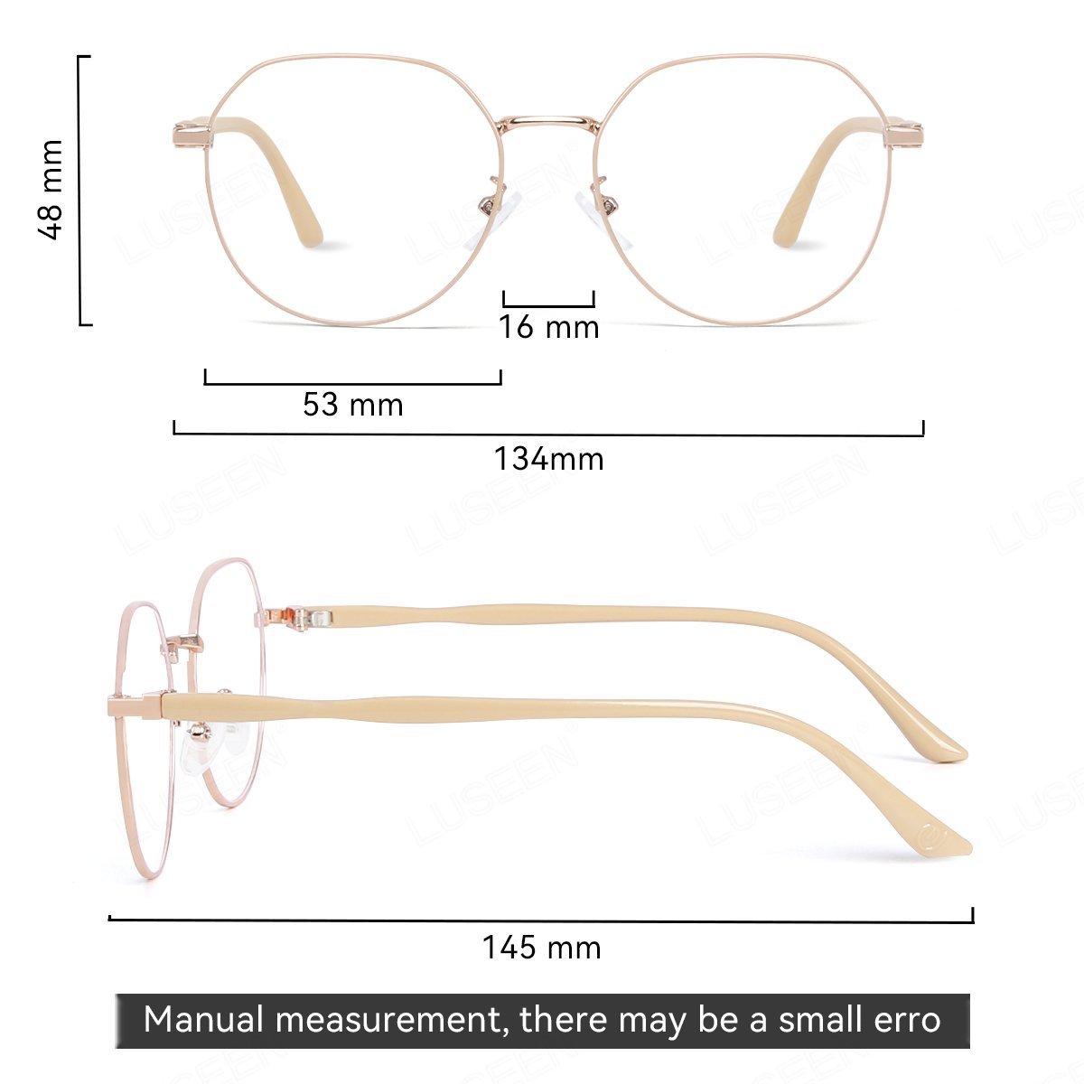 LUSEEN AG2267 Photochromic Anti-Radiation Eyeglasses Shades For Women Men Replaceable Lens Fashion Full Rim Round Frame