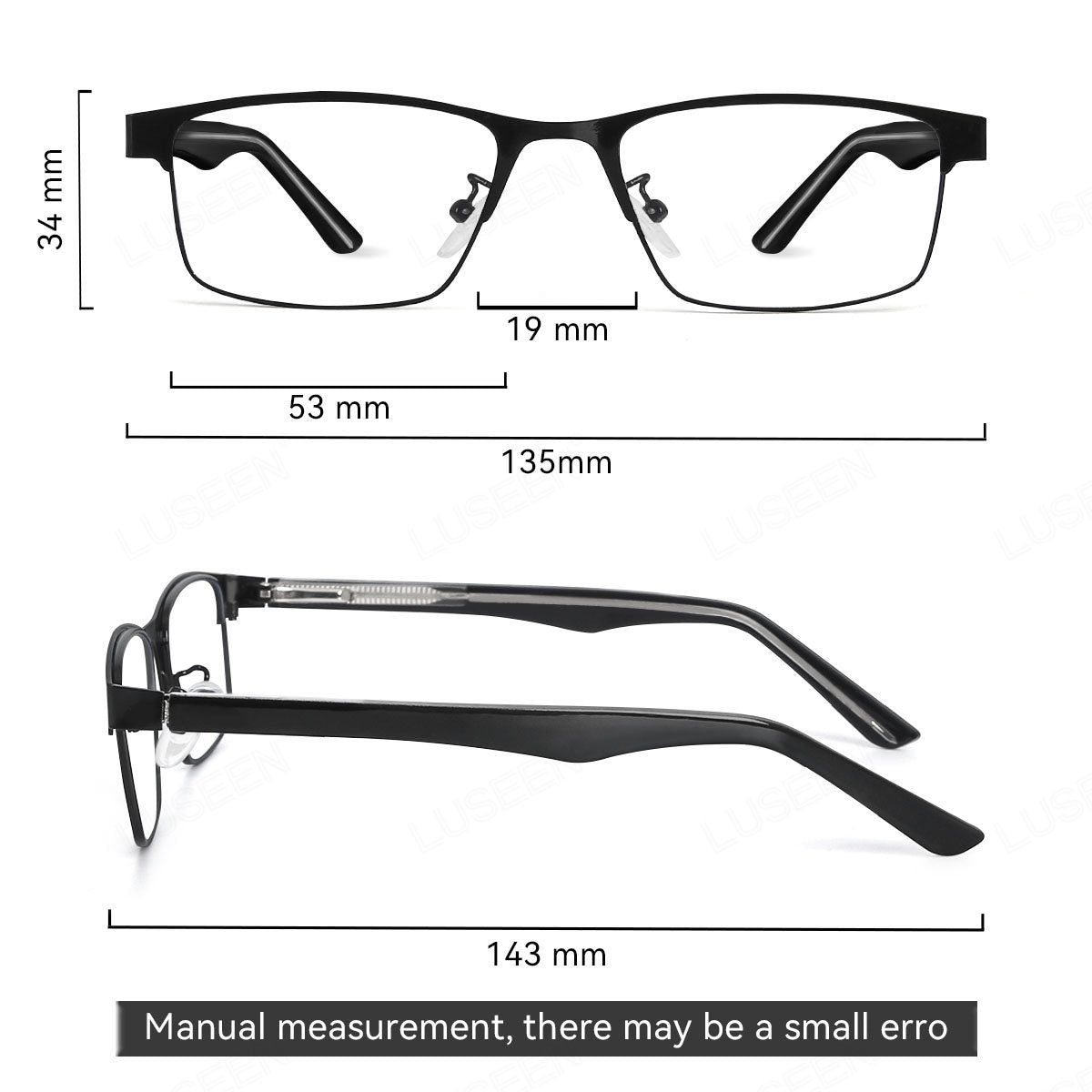 LUSEEN AG2244 Anti Radiation Photochromic Eyeglass Unisex Neutral Student Resin Full Rim Fashion Square Frame Glasses