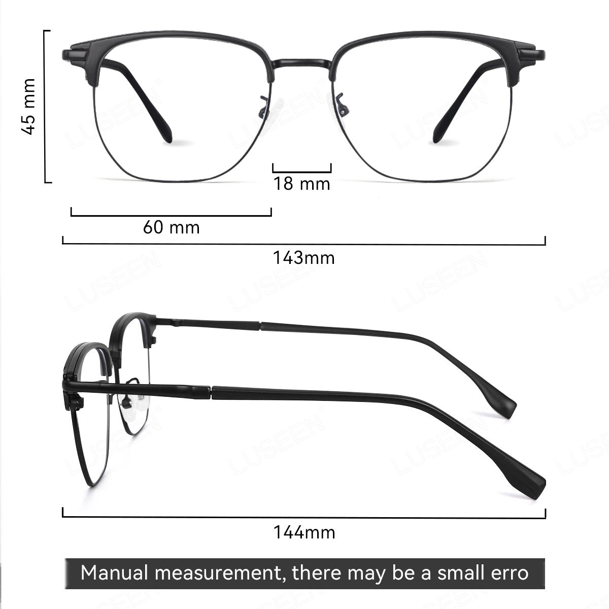 LUSEEN AG2270 Photocromic Anti Radiation Eyeglass Unisex for Women Men Fashion Student Neutral Browline Glasses AG2270