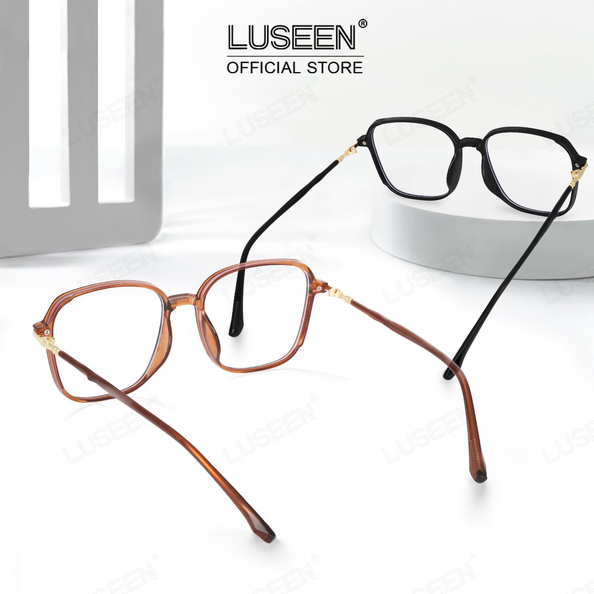 LUSEEN Anti Radiation Photochromic Eyeglass Unisex Eyeglass Summer Sunglasses For Men Women Shades Trending Fashion Eyewear Cute Round Face AG2246