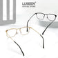 LUSEEN AG2248 Photochromic Anti-Radiation Eyeglasses Unisex Replaceable Lens Rectangle Semi Rimless Frame
