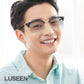 LUSEEN AG2262 Photochromic Eyeglass Shades for Men Women Anti Radiation Sunglasses Vintage Fashion Student Round Face Unisex Summer Outfit Resin Eyewear Browline Eyeglasses