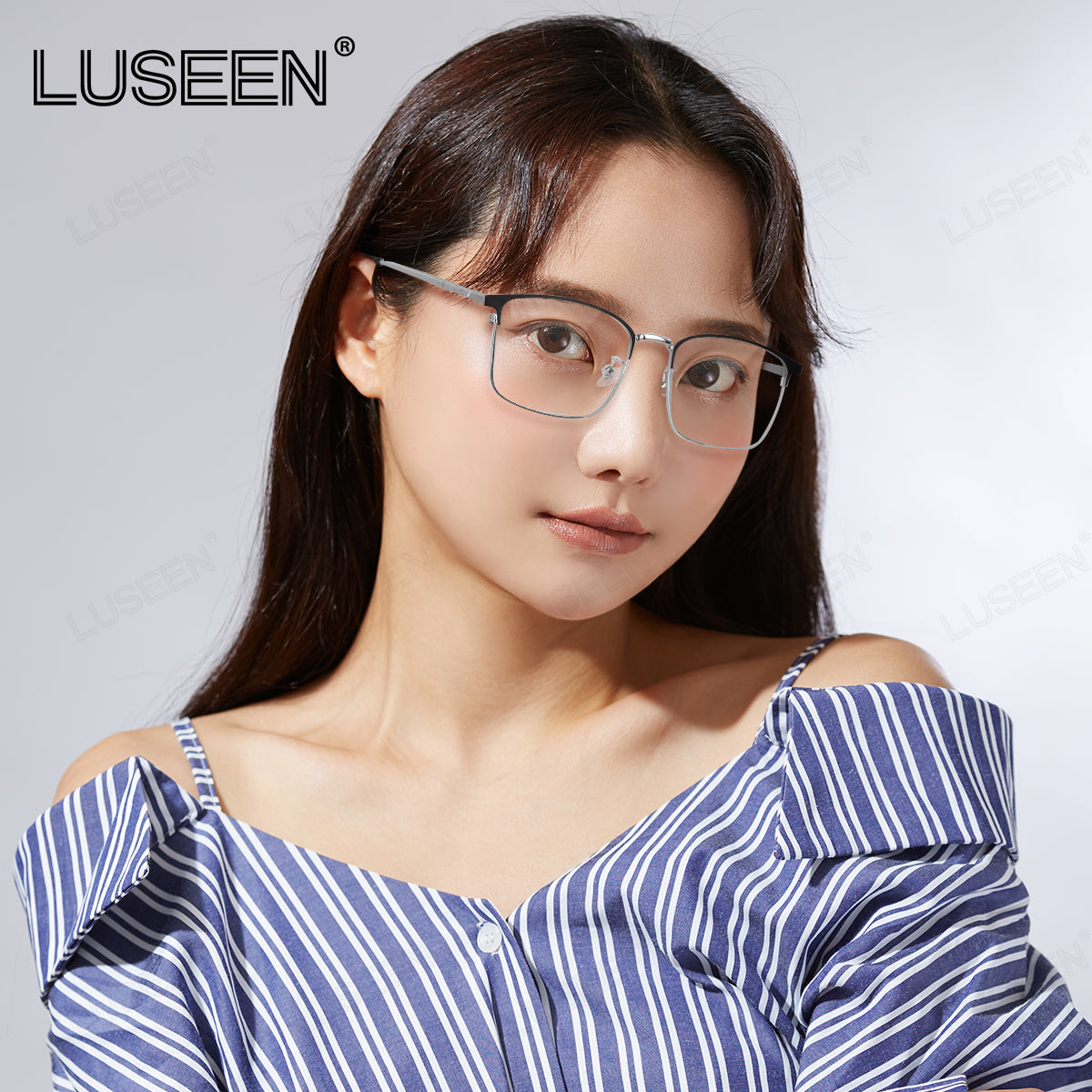 LUSEEN AG2235 Photochromic Ant-Radiation Eyeglass Shades For Women Man Cyber Glasses Replaceable Lens Fashion Sunglass