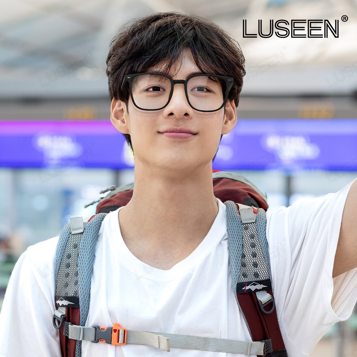 LUSEEN AG2279 Black frame Glasses Photochromic and Anti Radiation Square Full Rim Y2K Retro Eyeglass For Men and Women