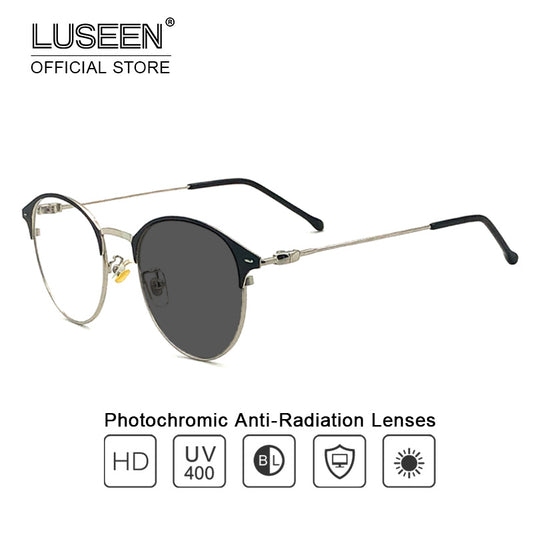 LUSEEN Glasses Photochromic Anti Blue Ray Anti Radiation Eyeglass For Man And Woman UV400 AG2202