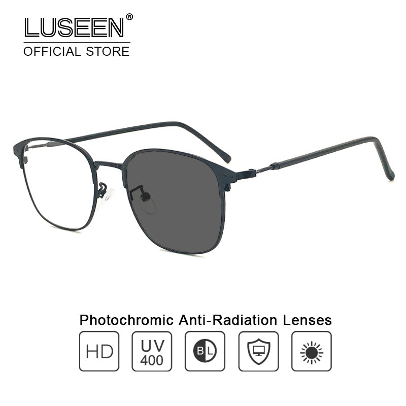 LUSEEN Photochromic Anti Radiation Eyeglass Metal Computer Glasses Anti Blue Light Eyeglasses For Woman Man AG2206