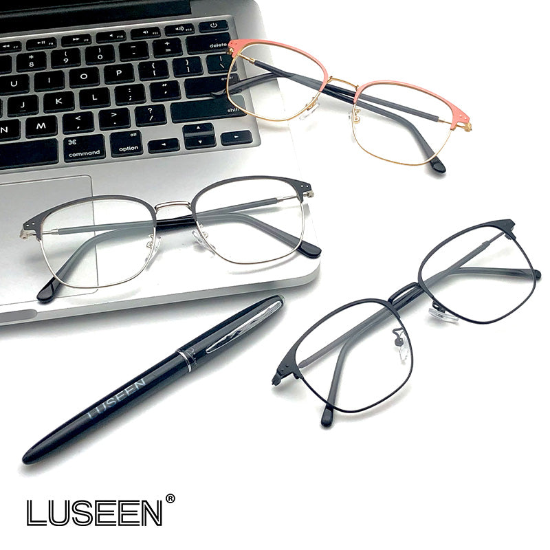 LUSEEN Photochromic Anti Radiation Eyeglass Metal Computer Glasses Anti Blue Light Eyeglasses For Woman Man AG2206