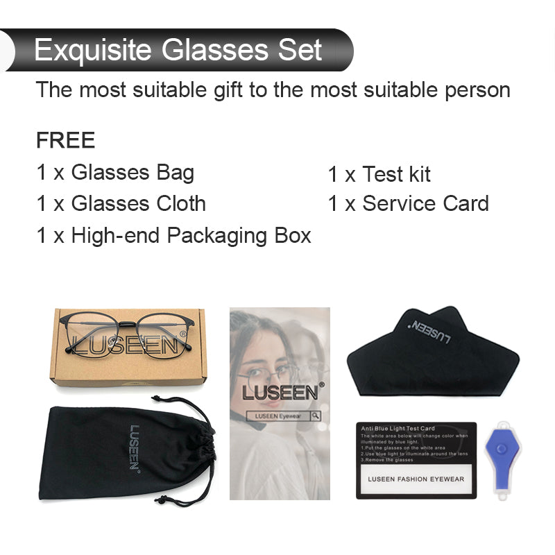 LUSEEN Photochromic Anti Radiation Eyeglass Metal Computer Glasses Anti Blue Light Eyeglasses Para sa Babae Lalaki AG2206