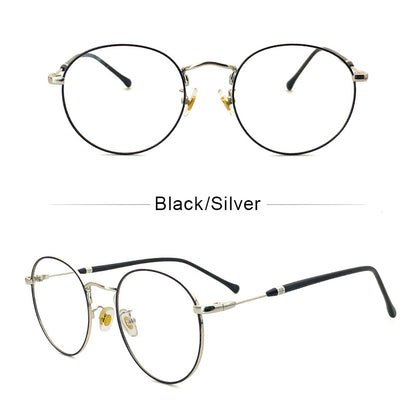 LUSEEN Photochromic Eyeglass Anti Radiation Metal Round Computer Anti Blue Light Eye Glasses para sa Babae Lalaki AG2207