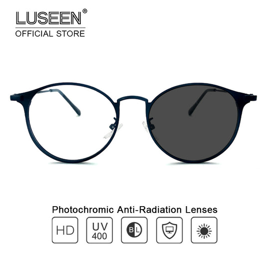 LUSEEN Anti Radiation Photochromic Eyeglasses para sa Kababaihan Mga Lalaki na Napalitan ng Lens Computer Blue Light na Salamin AG2208