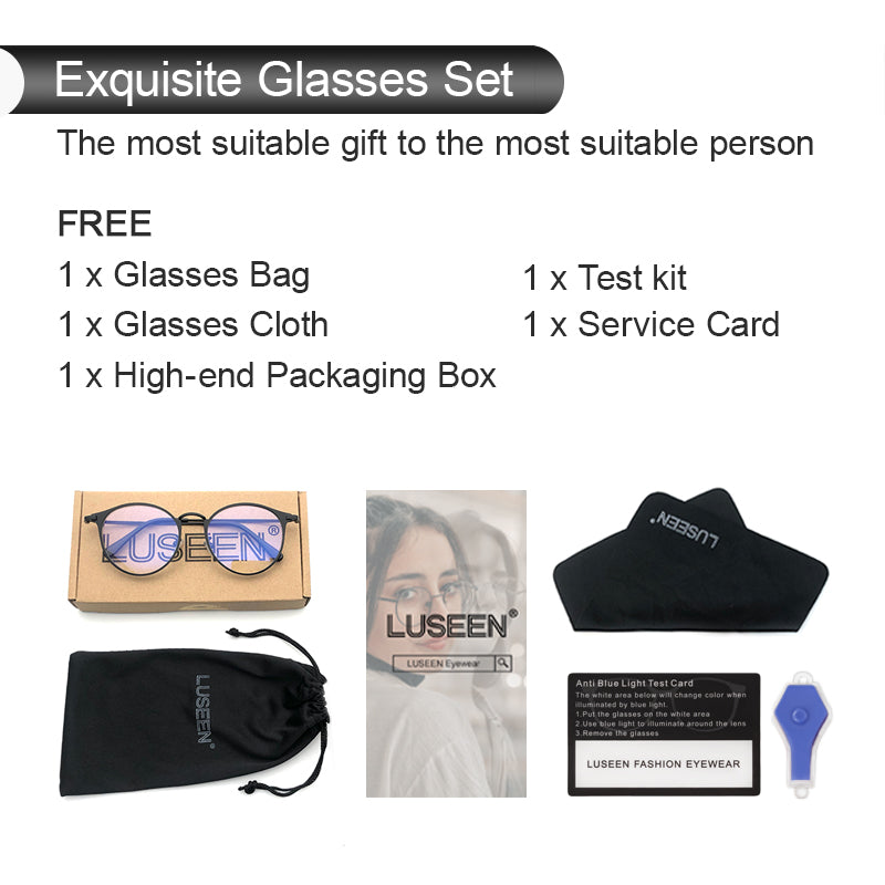 LUSEEN Anti Radiation Photochromic Eyeglasses for Women Men Replaceable Lens Computer Blue Light Glasses AG2208