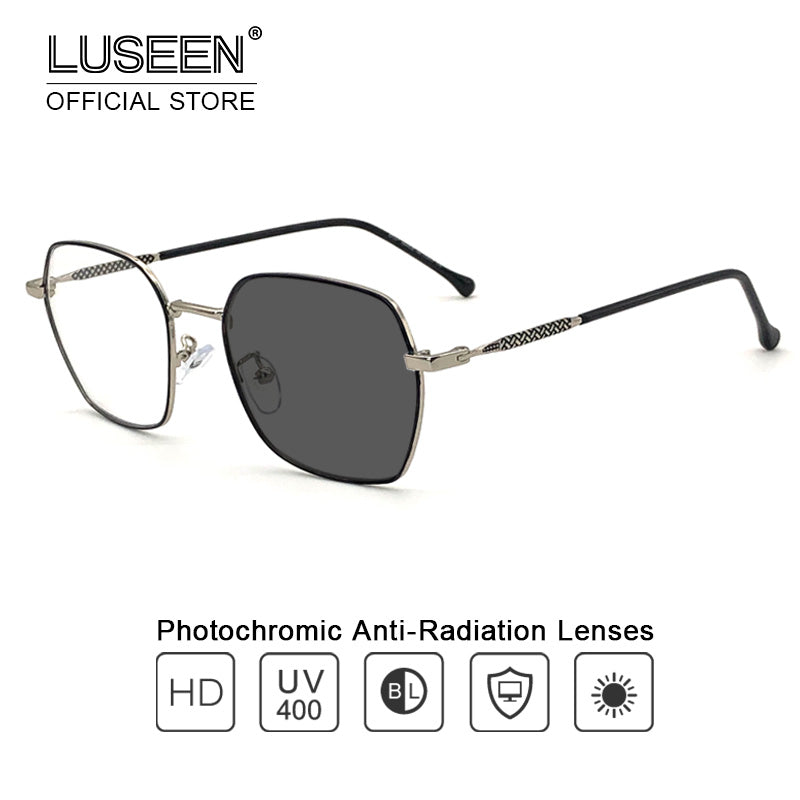 LUSEEN Photochroimic Anti Radiation Eyeglass for Woman Man Anti Blue Light Eye Glasses AG2213