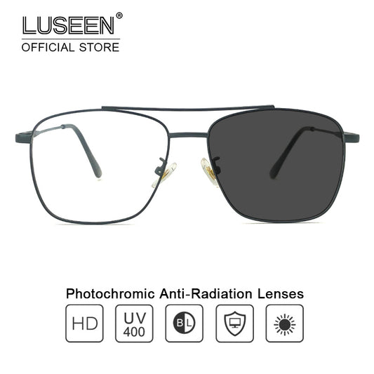 LUSEEN Anti Radiation Eyeglass Photochromic Eye Glasses para sa Babae at Lalaki na Mapapalitang Lens UV400 Eyeglasses AG2215