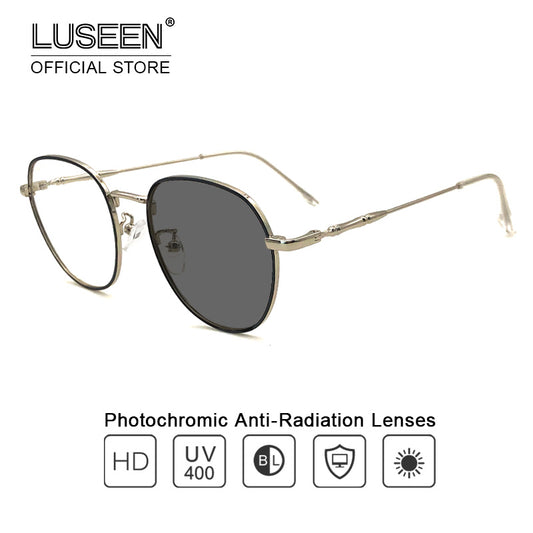 LUSEEN Anti Radiation Eye Glasses para sa Babae Photochromic glasses UV400 Eyewear AG2216