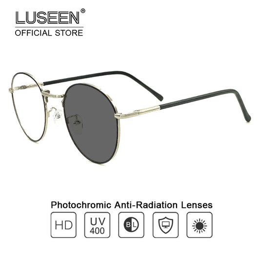 LUSEEN Anti Radiation Photochromic Eye Glasses Para sa Babae Mga Lalaki Maaaring Palitan ng Lens Mga Salamin sa Mata Frame Anti UV lens AG2219