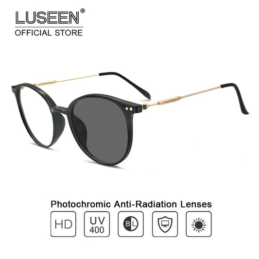 LUSEEN Anti Radiation Eyeglass Photochromic Computer Eye Glasses para sa Mga Lalaki at Babae AG2220