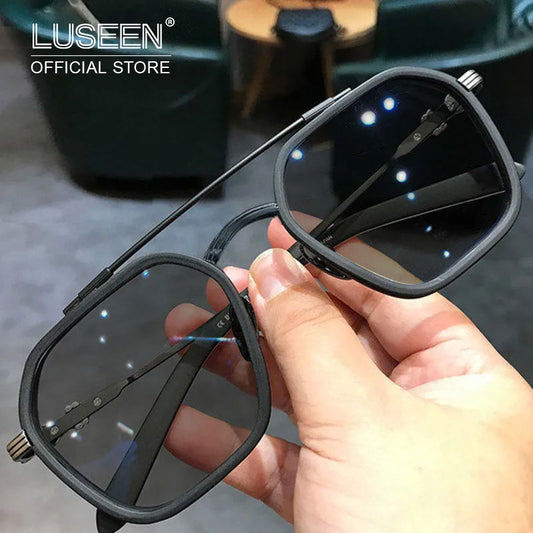 LUSEEN Photochromic Anti Radiation Eyeglass Para sa Babae Mga Lalaki Transition Eyewear Napalitan ng Lens Oversized Eye Glasses AG2225