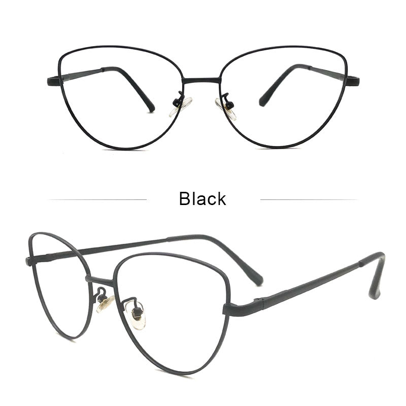 LUSEEN Photochromic Anti Radiation Eyeglass For Woman Cat Eye Glasses Retro Metal Eyeglasses AG2226