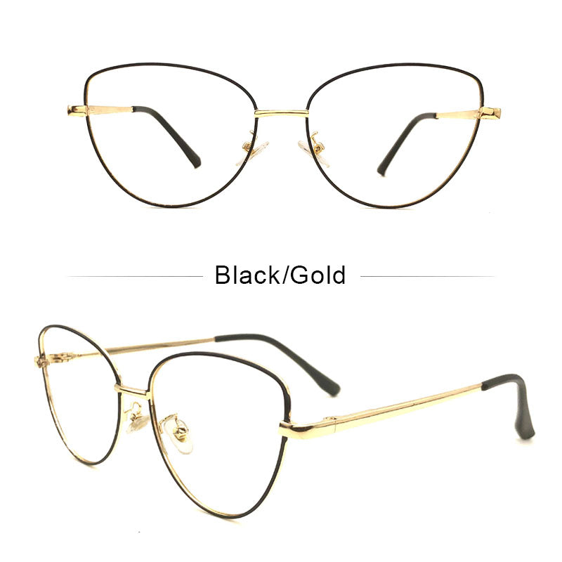 LUSEEN Photochromic Anti Radiation Eyeglass For Woman Cat Eye Glasses Retro Metal Eyeglasses AG2226