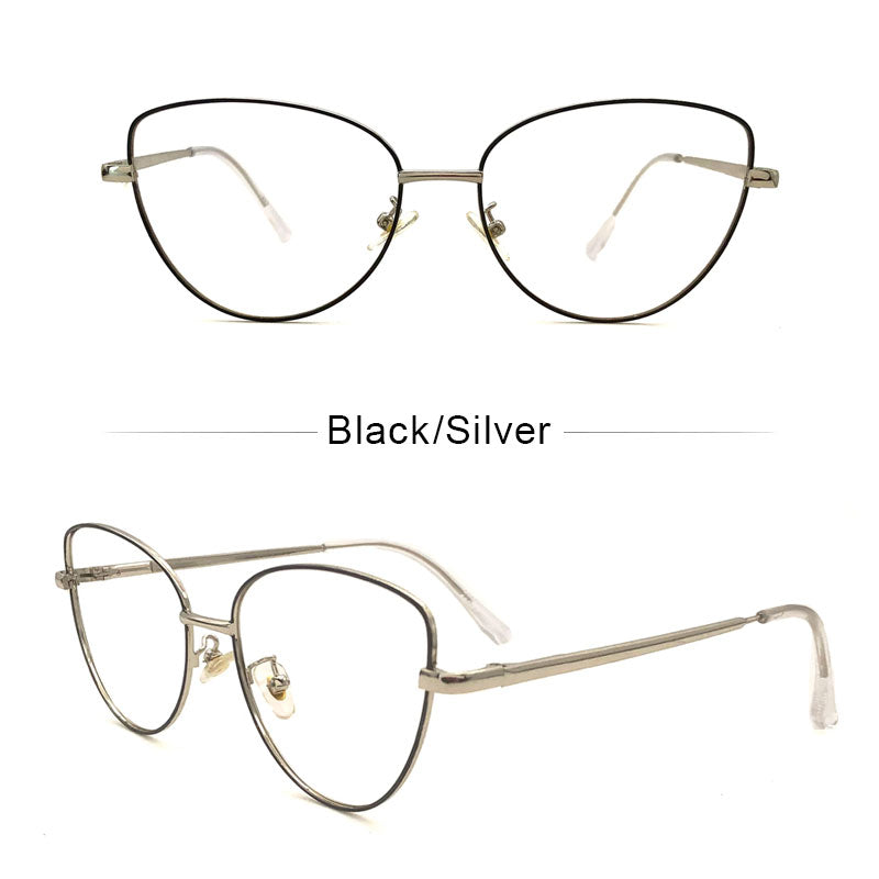 LUSEEN Photochromic Anti Radiation Eyeglass For Woman Cat Eye Glasses Retro Metal Eyeglasses AG2226