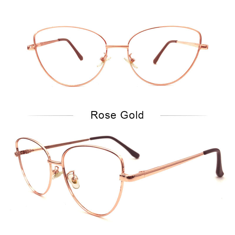 LUSEEN Photochromic Anti Radiation Eyeglass For Woman Cat Eye Glasses Retro Metal Eyeglasses AG2226