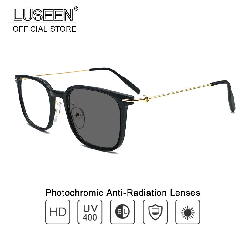 LUSEEN Photochromic Anti Radiation Eyeglass For Woman And Men TR Eyeglasses Frames Square Anti Blue Glasses AG2228