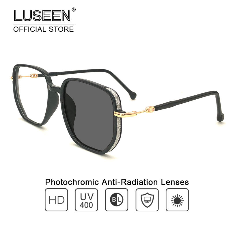 LUSEEN Photochromic Anti Radiation Eyeglass For Woman Men TR Eyeglass Frame Replaceable Lens Glasses AG2229